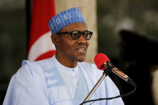 Nigerian President Muhammadu Buhari speaks during a news conference after meeting with Turkish President Tayyip Erdogan in Abuja