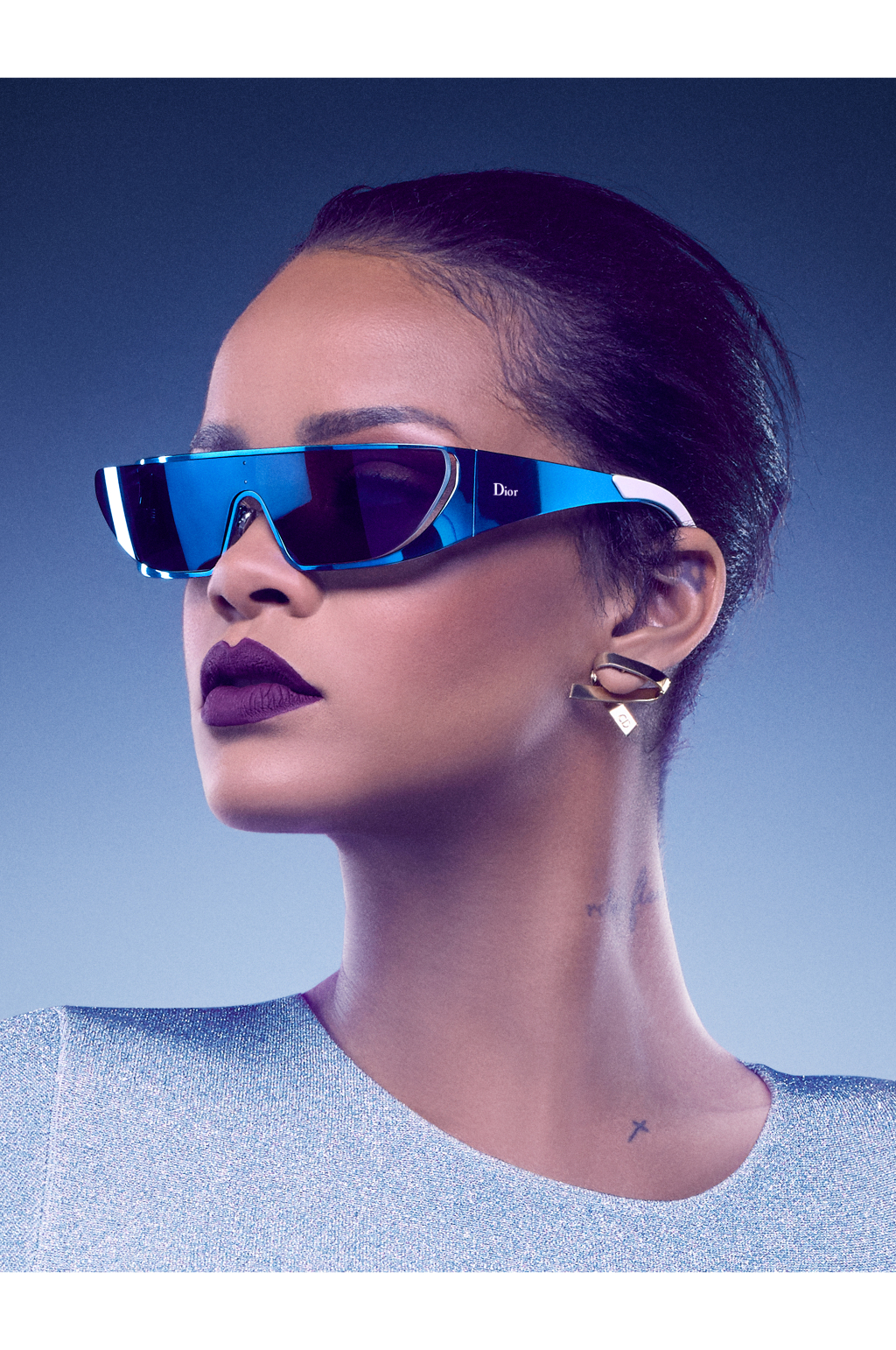Rihanna wearing frames from her Dior sunglass collaboration.