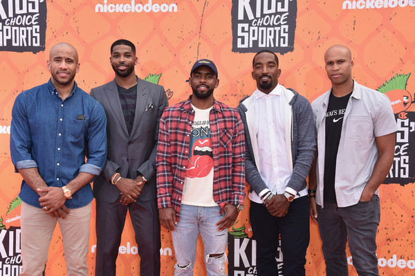 NBA players Dahntay Jones, Tristan Thompson, Kyrie Irving, J. R. Smith and Richard Jefferson of the Cleveland Cavaliers - THEWILL NEWS MEDIA
