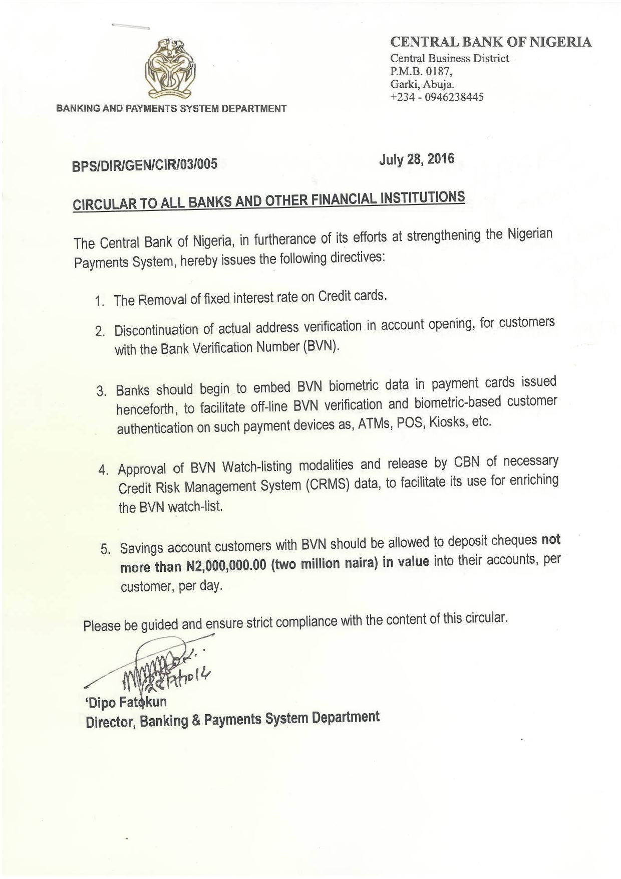 CIRCULAR TO ALL BANKS AND OTHER FINANCIAL INSTITUTIONS-page-001
