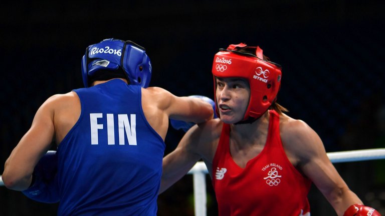 Katie Taylor (right) was often caught with her guard down