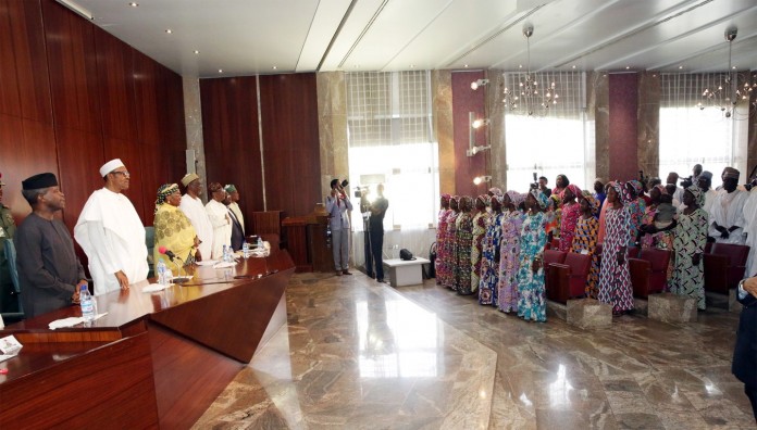 PRESIDENT BUHARI RECEIVES 21 CHIBOK SCHGIRLS