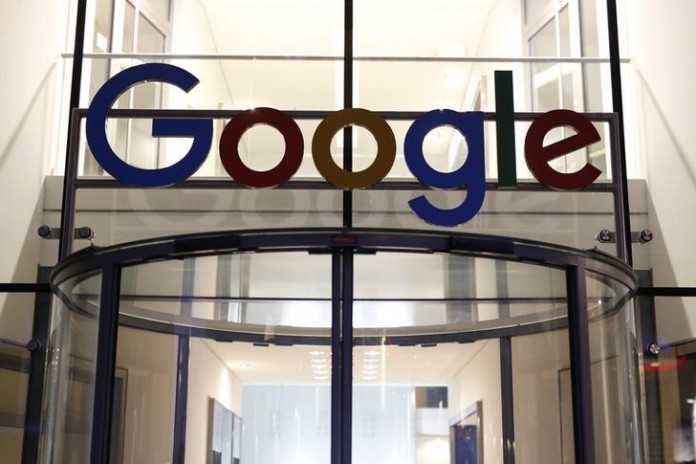 FILE PHOTO - Google logo adorns entrance of Google Germany headquarters in Hamburg