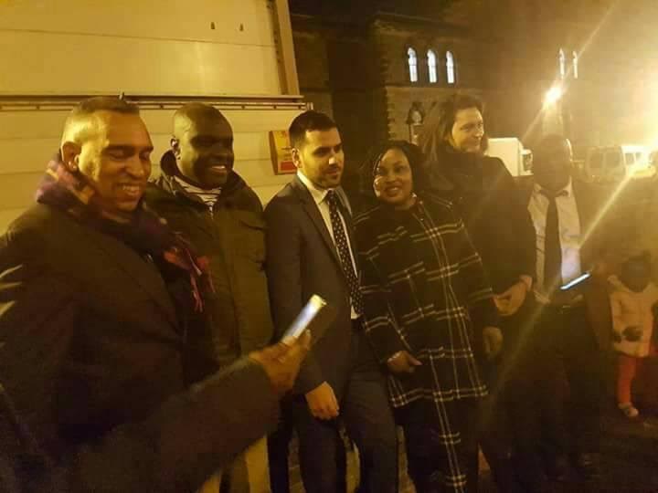 Former Delta State Governor, Chief James Ibori is seen in this photos taken on Wednesday evening in London with family members after his release from a London prison where he served 6 1/2 years for money laundering and graft.