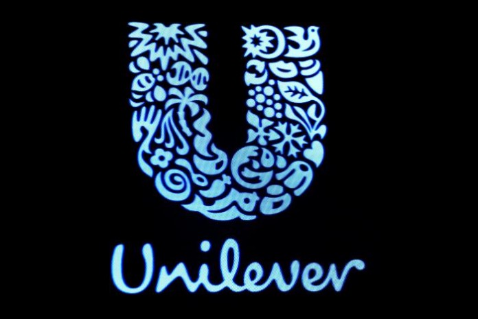 FILE PHOTO - The company logo for Unilever is displayed on a screen on the floor of the NYSE