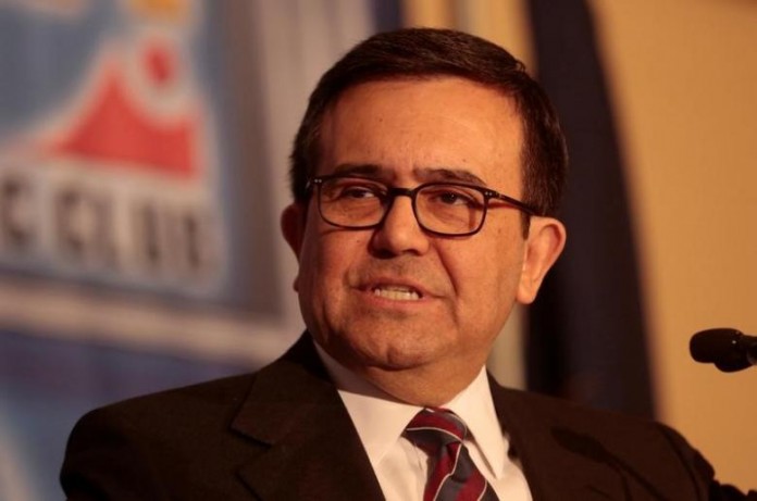 Ildefonso Guajardo Villarreal, Mexico's Economy Minister, addresses the Detroit Economic Club in Detroit