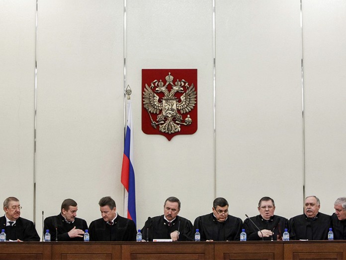 Judges of Russia's Supreme Court attend a hearing in Moscow