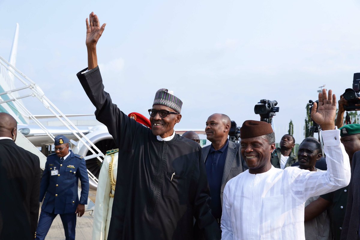 Buhari Lands In Abuja 2