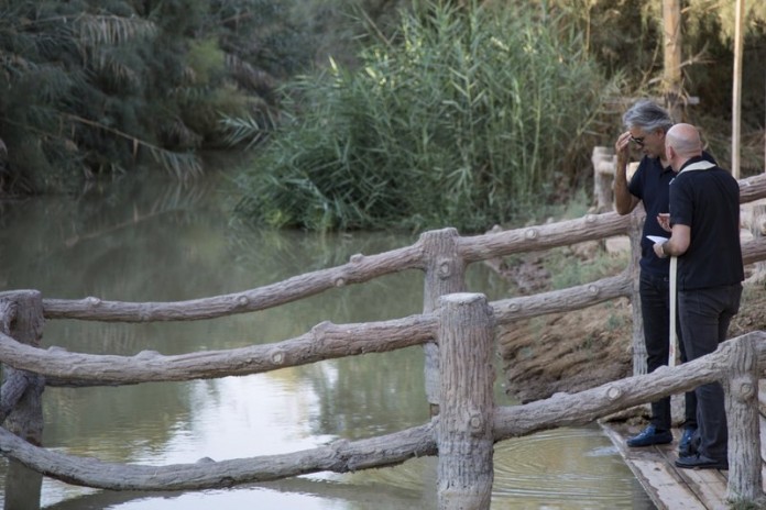 Andrea Bocelli prays at Jordan River site of Jesus’ baptism