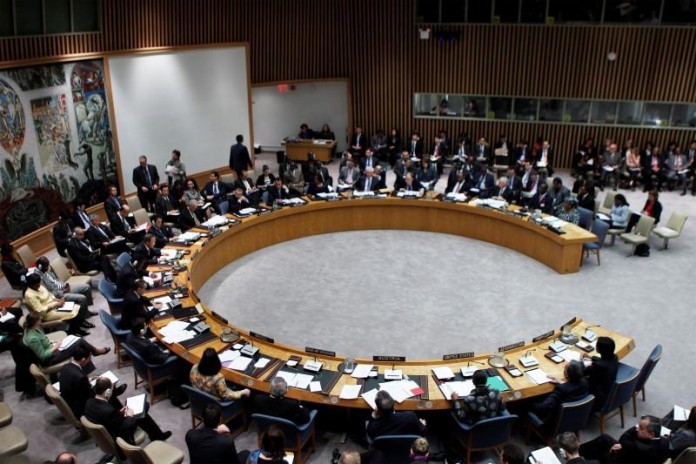 A general view shows a meeting of the United Nations Security Council at the UN headquarters in New York