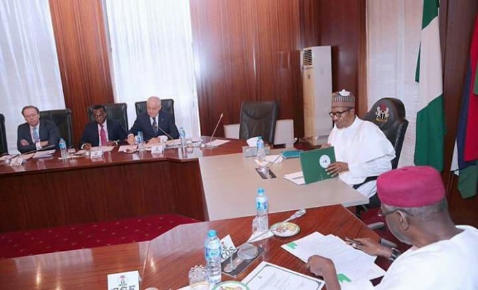 Buhari Receiving a delegation from Eni