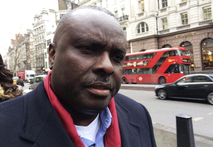 FILE PHOTO: James Ibori, former governor of Nigeria's Delta State, speaks after a court hearing outside the Royal Courts of Justice in London