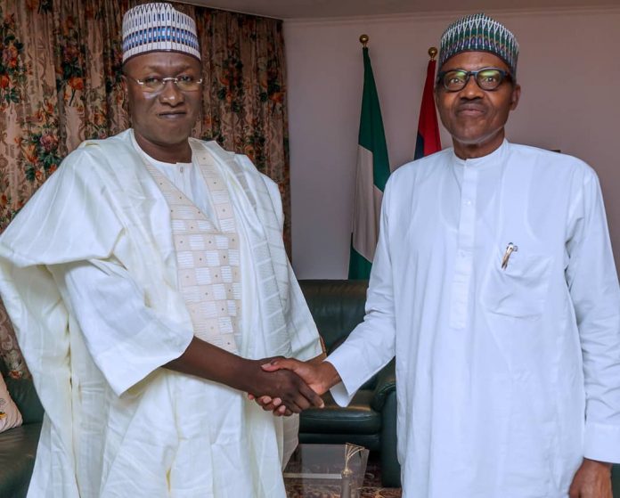 President Buhari with Alhaji Bala Tinka on Thursday at State House (2)