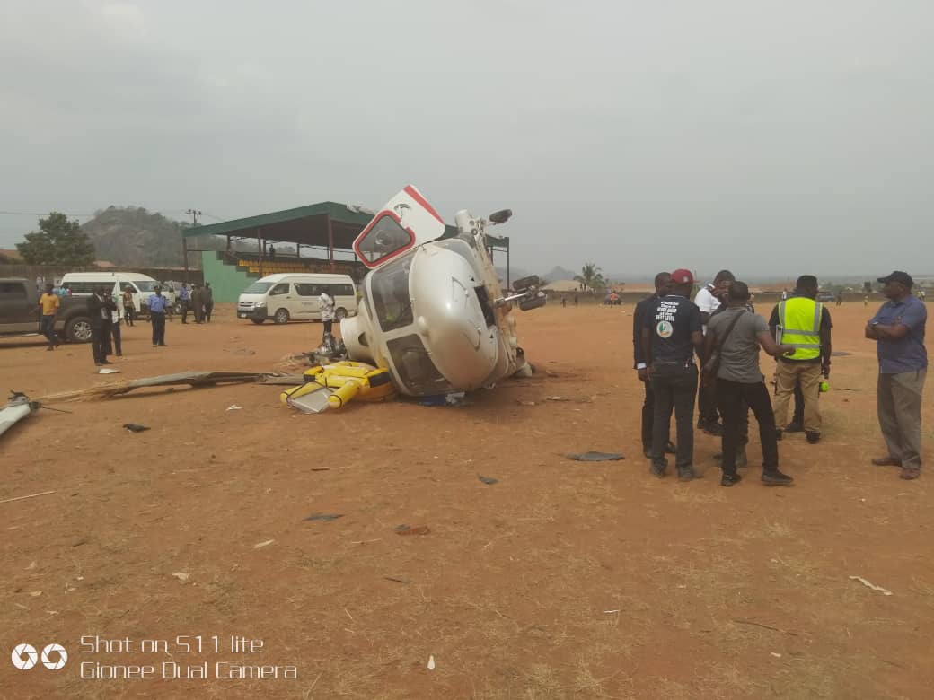 the-helicopter-carrying-the-VP-osinbajo-after-crash-landing-in-Kabba-Kogi-state- - THEWILL NEWS MEDIA