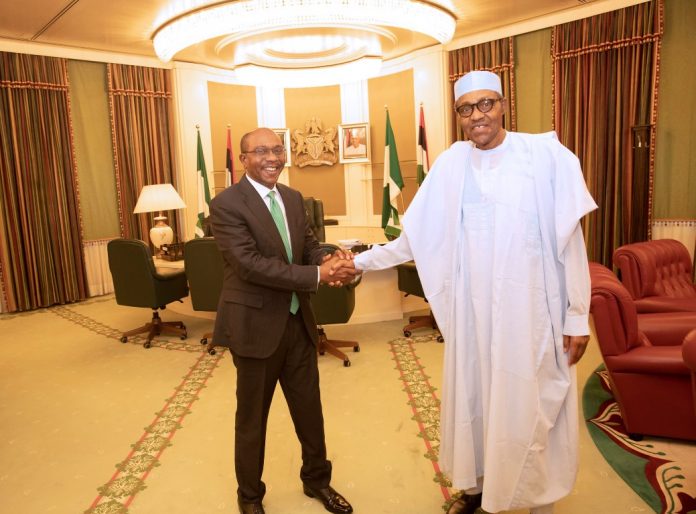 PRESIDENT BUHARI CONGRATULATES THE CBN GOVERNOR, EMEFIELE 2B