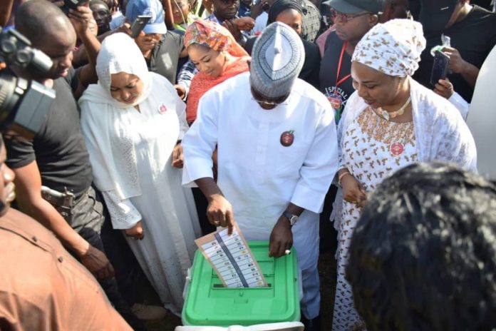 Yahaya Bello, Wife Vote In Okene
