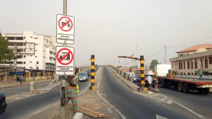 LASG-installs-2000-Okada-Tricycle-Restriction-Signs-on-Major-Highways-Bridges-Brandspurng