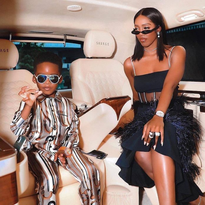 tiwa savage and her son