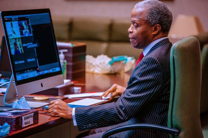 TAA05087 Vice President Yemi Osinbajo participates at the virtual 2020 NBA Annual Conference.