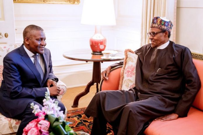 buhari with aliko dangote