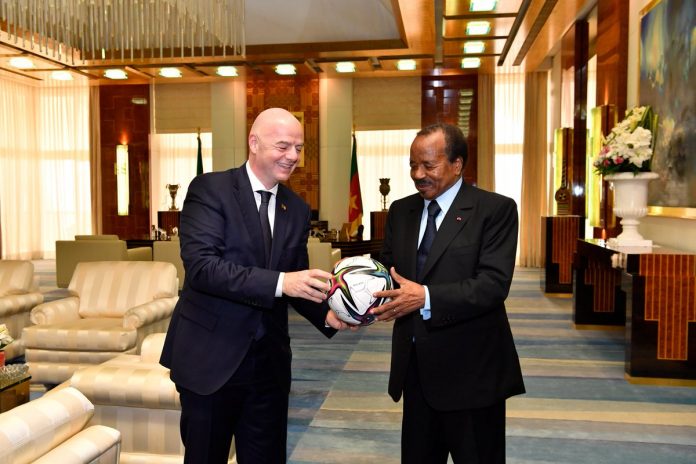 Cameroon President, Biya, Meets CAF, FIFA Presidents