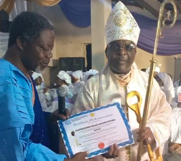 Sir Shina Peters ordained Bishop at Cherubim and Seraphim church Sir Shina Peters