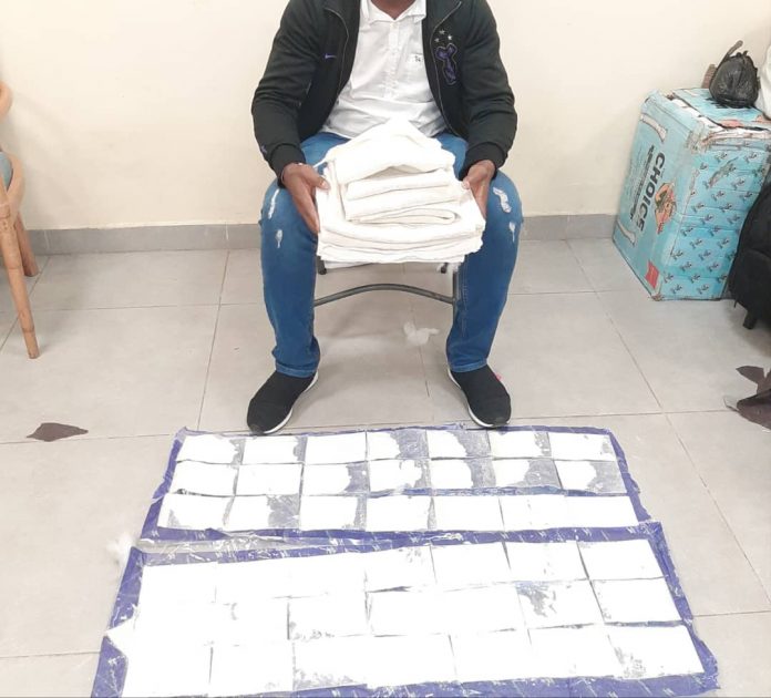 The-arrested-drug-suspect-at-the-Lagos-Airport