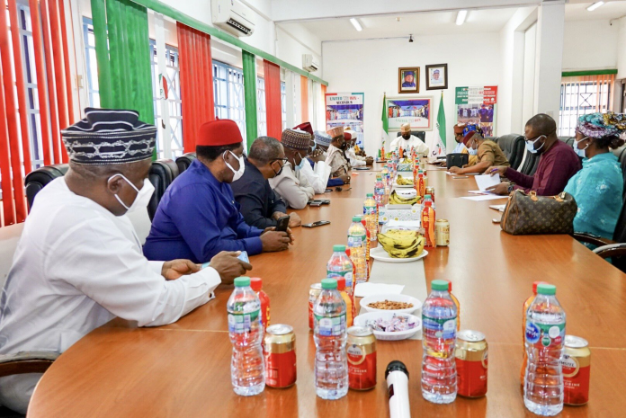 Saraki Reconciliation Commitee Saraki with Members of the PDP Reconciliation & Strategy Committee at the Legacy House in Abuja, meeting with former Governors elected under the platform of PDP