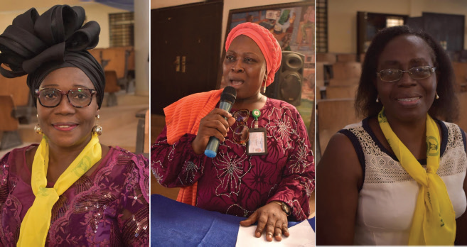 Dr Beatrice Ogannah-Ikujenyo (Chairperson, WICE), Dr Omolola Ladele (Speaker at the symposium), Prof B.B. Lafiaji-Okuneye (Provost of the College.