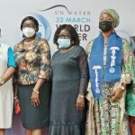 Water, Water Everywhere But None To Drink L-R: Mrs Funke Femi Adepoju, Executive Secretary, Lagos State Water Regulatory Commission (LASWARCO) ; Mrs Belinda Odeleye Rep of the Commissioner, Ministry of The Environment and Water Resources, Lagos State; Prof of Geology, Unilag, Mrs Odukoya; Mrs Clementina Chinwe Ativie, National President of Association of Table Water Producers of Nigeria (ATWAP) and Mr Oluwaseun Obadofin, President of Association of Table Water Producers of Nigeria (ATWAP), Lagos State Chapter, during the 2021 World Water Day celebrated in Lagos recently.