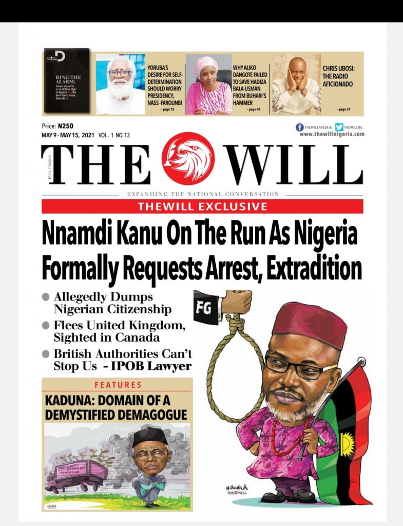 IMG-20210629-WA0002 - THEWILL NEWS MEDIA THEWILL NEWSPAPER COVER - Nnamdi Kanu