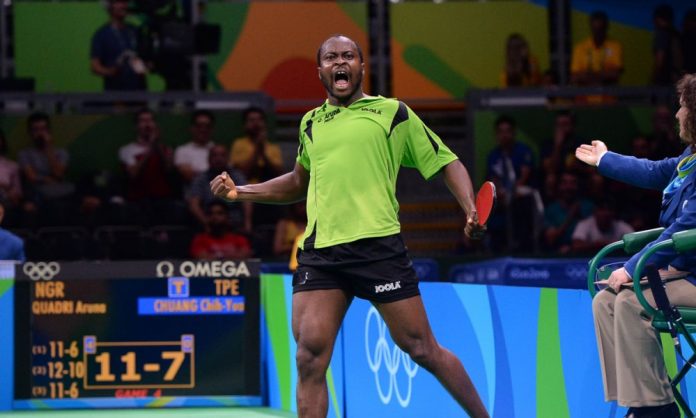 Quadri Aruna, who lost 4-2 to Brazil's Gustavo Tsuboi
