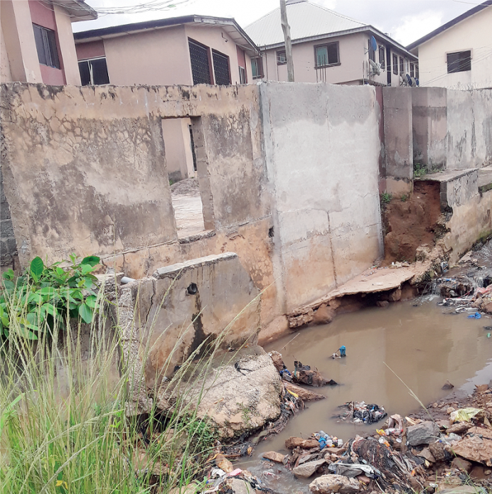 A flooded street in Motolola Lagos state