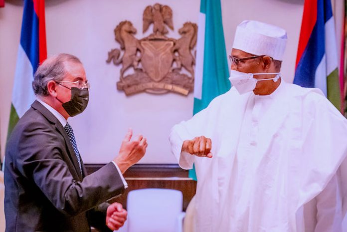 Buhari-and-Tunisian-ambassador-Trabelsi Jalel Trabelsi & Buhari