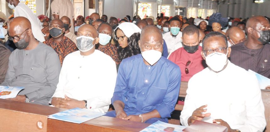R-L Gov. Okowa, a guest, Hon. Elumelu and Hon. Nwokolo