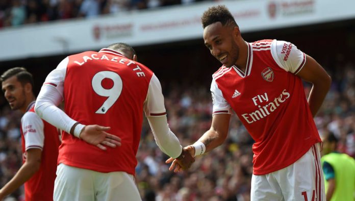 arsenal-fc-v-burnley-fc-premier-league-5de20b56992e03c8ae000001 Aubameyang and Alexandre Lacazette.