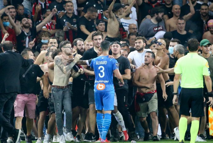 Nice Vs Marseille Pitch Invasion