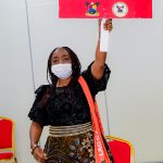 Lagos First Lady Seeks Support In Fight Against Gender-Based Violence Lagos State First Lady, Dr. (Mrs.) Ibijoke Sanwo-Olu displaying placards against SGBV at the event.