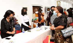 L-R: Chairperson, International Federation of Women Lawyers (FIDA), Lagos Branch, Mrs. Philomena Nneji; Chairperson, FIDA Badagry Branch, Mrs. Adaku Mbama; Founder, Media Concern, Dr. Princess Olufemi-Kayode; Executive Director, Project Alert on Violence Against Women, Mrs. Josephine Effah-Chukwuma; and Lagos State First Lady, Dr. Ibijoke Sanwo-Olu, during the Second Phase of Stakeholders’ Consultative Forum organized by the First Lady for Non-Governmental Organizations (NGOs) and Civil Society Groups tackling Sexual and Gender-Based Violence, held at Lagos House, Alausa, Ikeja, on Friday, September 24, 2021.