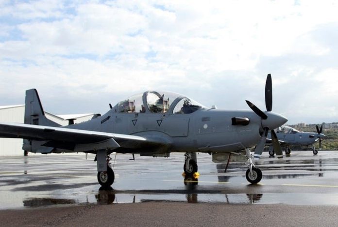 An A-29 Super Tucano light-attack aircraft are seen in Hamat Air Base in Lebanon's mountains. An A-29 Super Tucano light-attack aircraft are seen in Hamat Air Base in Lebanon's mountains.