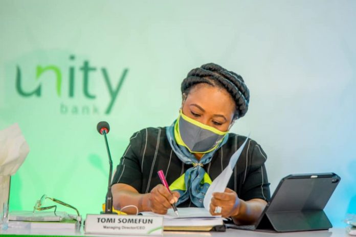 The Managing Director/CEO of Unity Bank, Mrs Tomi Somefun