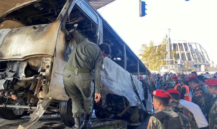 Syria Army bus Bombing Scene
