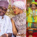 Ooni Of Ife, Wife, In Celebratory Mood As Son Clocks One Ooni Of Ife, wife and son.