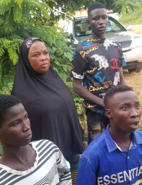 The woman and the three suspects