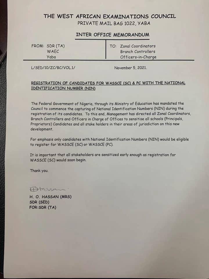 WAEC circular - THEWILL NEWS MEDIA WAEC circular