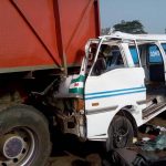 One Dead, Three Injured In Ogun Bus-Truck Crash Accident scene