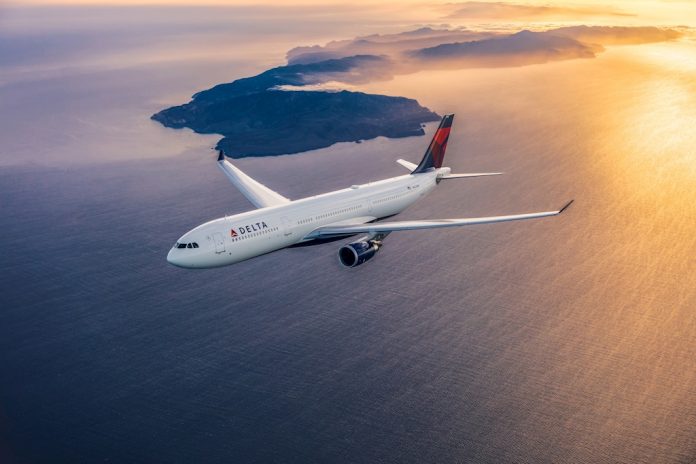 Delta Airlines - Airbus A330 Over Ocean at Sunset Airbus A330 Over Ocean at Sunset