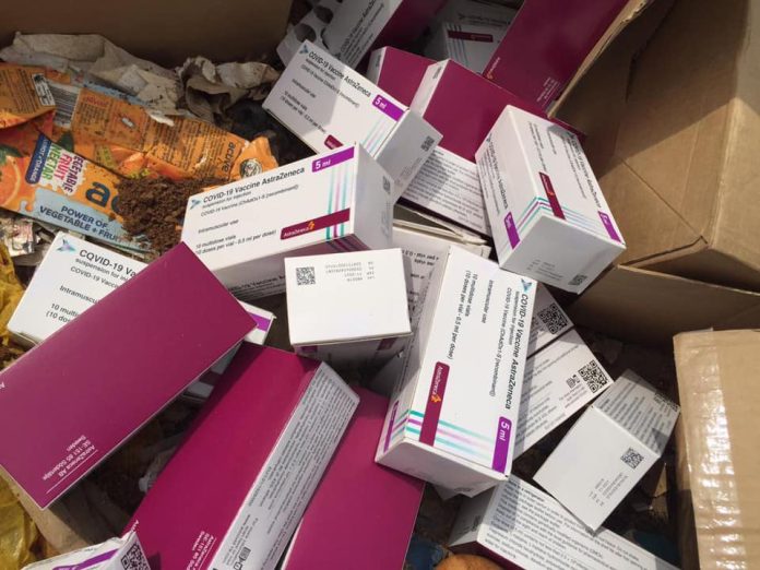 Destroyed-vaccines Astrazeneca Vaccine packs