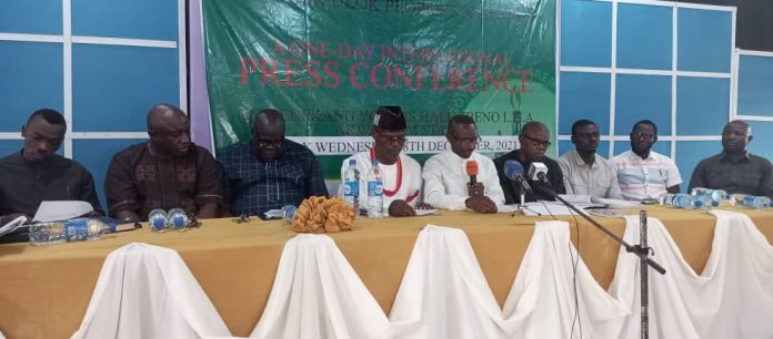 pic of leaders of the Ibeno and Ulok Ulok People Assembly, during the press conference at Ibeno on Dec. 08 2021