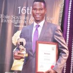 An Almost Last Year, Winner This Time Cartoon Editor, Thewill Newspaper/ Winner, Wole Soyinka Editorial Cartoon, Victor Asowata at the 16th Wale Soyinka Award for investigative reporting in Ikeja on 9/12/2021. photo ; peace udugba